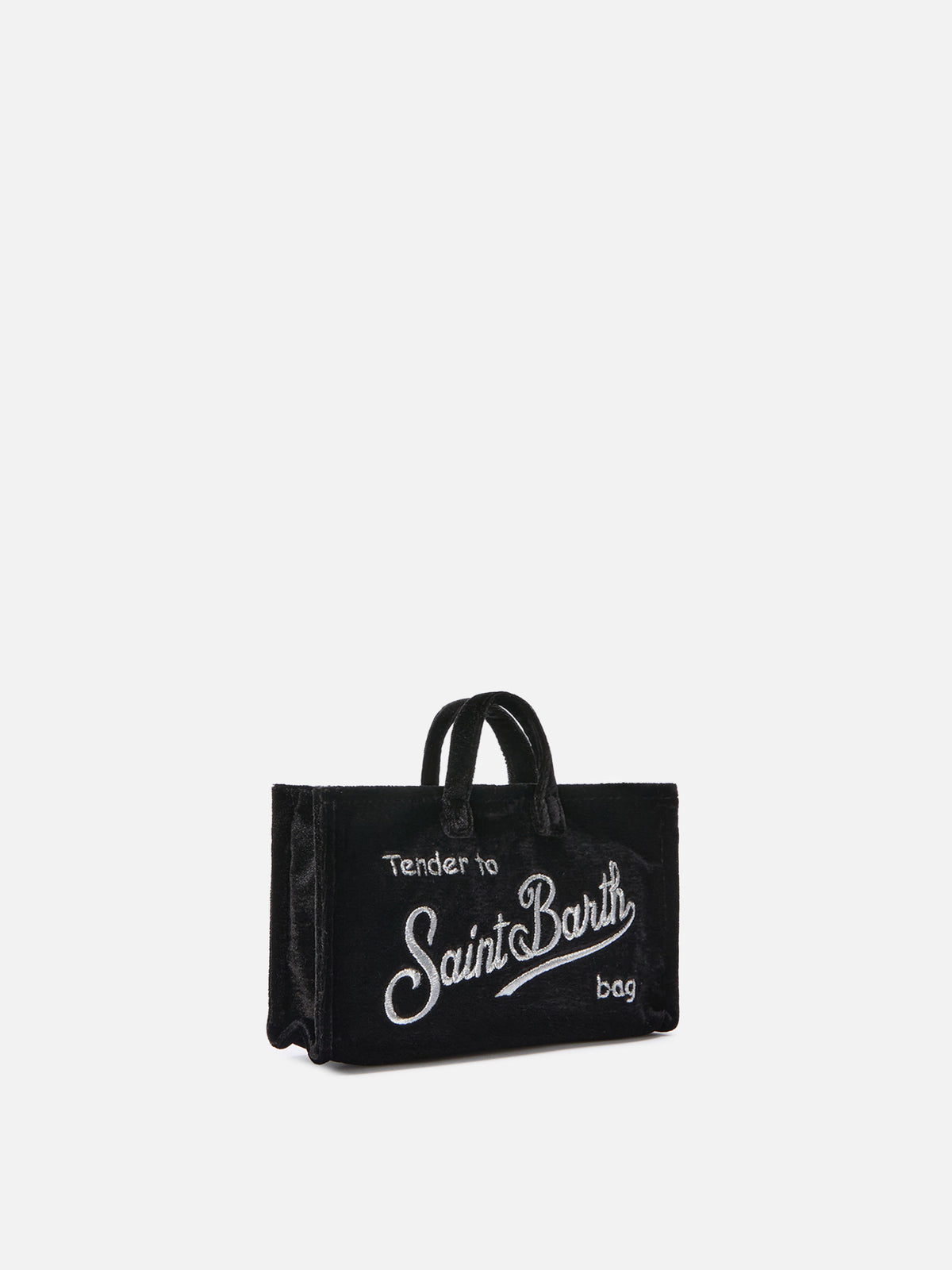 Black Phone Bag in velvet with logo embroidery