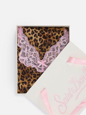 Pilar Top- und Shorts-Set mit Leopardenprint und Spitze 