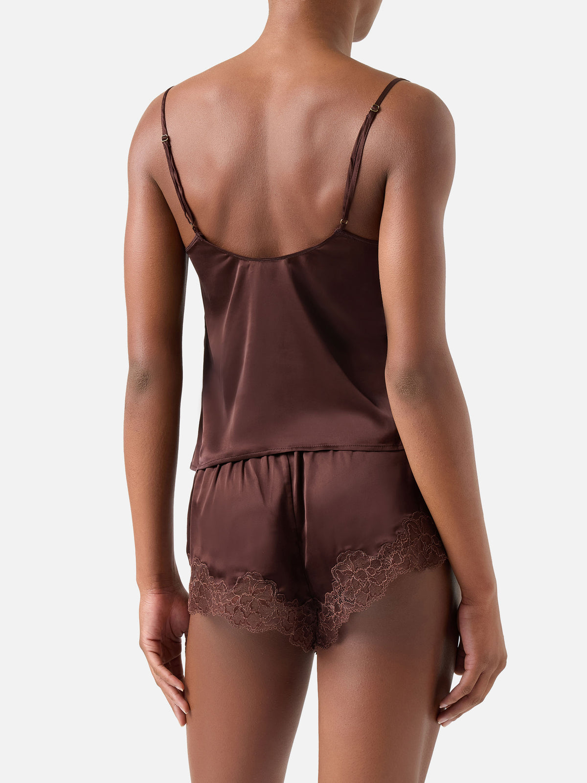 Ensemble top Pilar et short marron foncé avec dentelle 