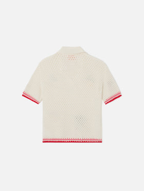 Polo Pixie Jr in misto cotone bianca con patch ricamate