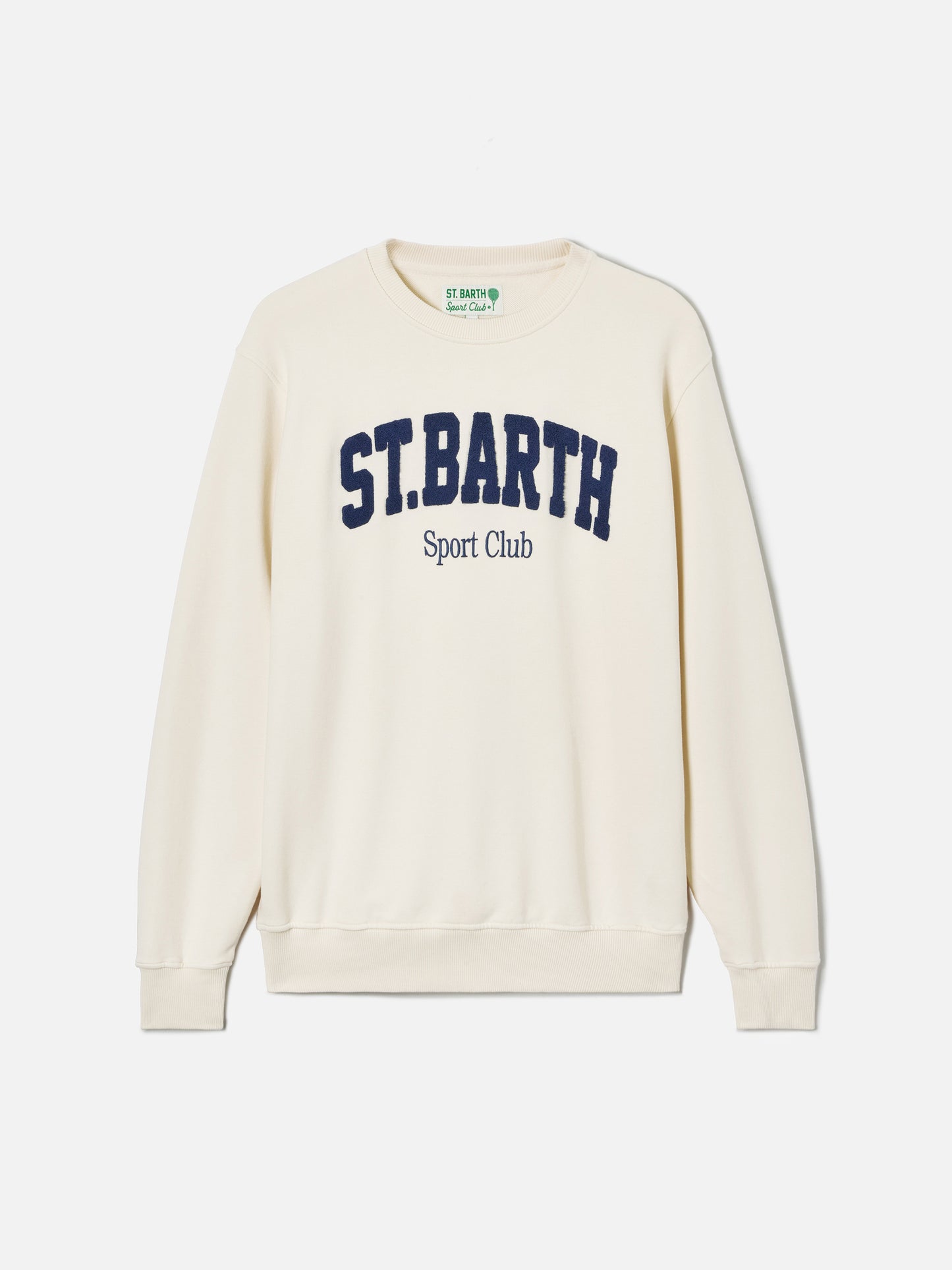 Cream Ponza cotton sweatshirt with Sport Club raised terry-effect logo