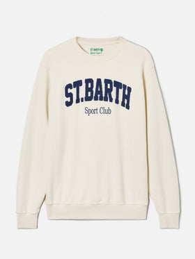 Cream Ponza cotton sweatshirt with Sport Club raised terry-effect logo