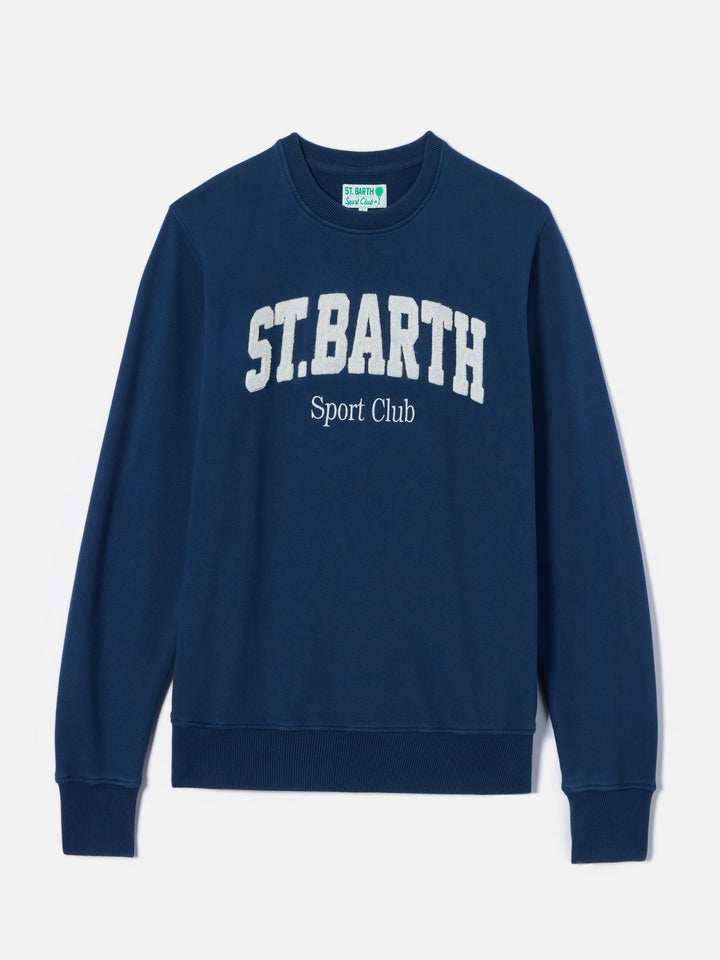 Navy blue Ponza cotton sweatshirt with Sport Club raised terry-effect logo