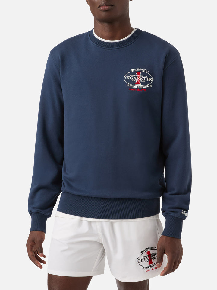 Navy blue Ponza crewneck sweatshirt with Cigarette print | Special Edition