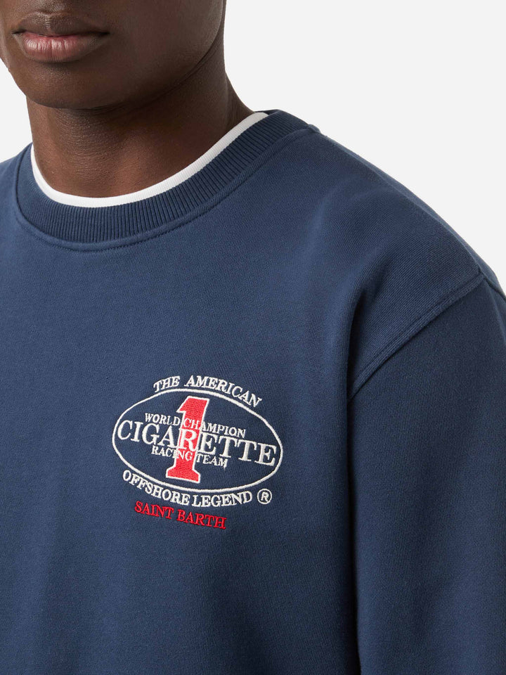 Navy blue Ponza crewneck sweatshirt with Cigarette print | Special Edition