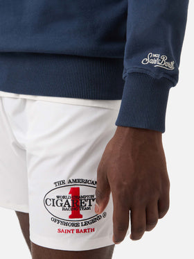 Navy blue Ponza crewneck sweatshirt with Cigarette print | Special Edition