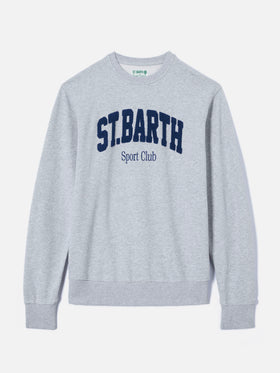 Graues Baumwoll-Sweatshirt Ponza mit Sport Club Logo in erhabenem Frottee-Effekt 