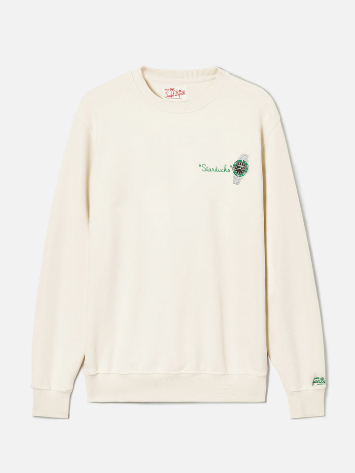 Cream Ponza sweatshirt with Starducks embroidery