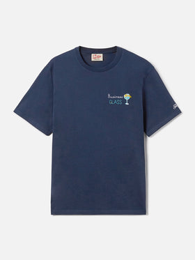 Blue Portofino T-shirt with Business Glass embroidery