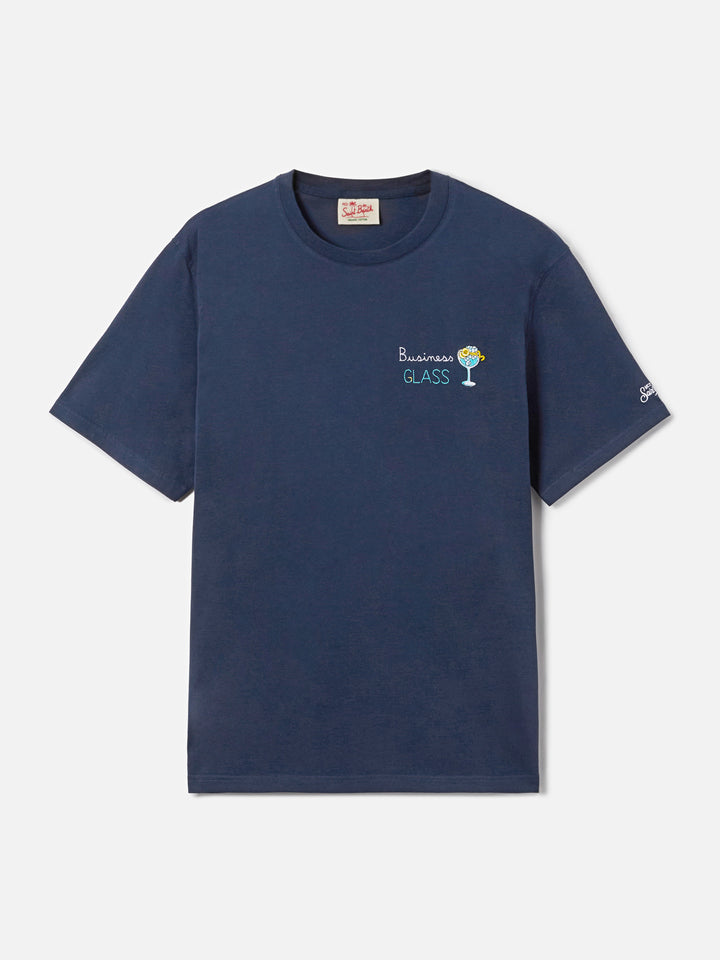 T-shirt Portofino blu con ricamo Business Glass