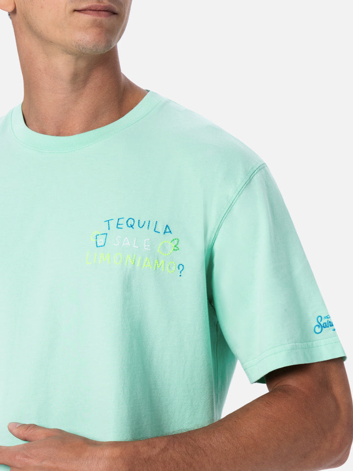 Man classic fit cotton jersey t-shirt Portofino with Tequila, Sale, Limoniamo embroidery | INSULTI LUMINOSI SPECIAL EDITION