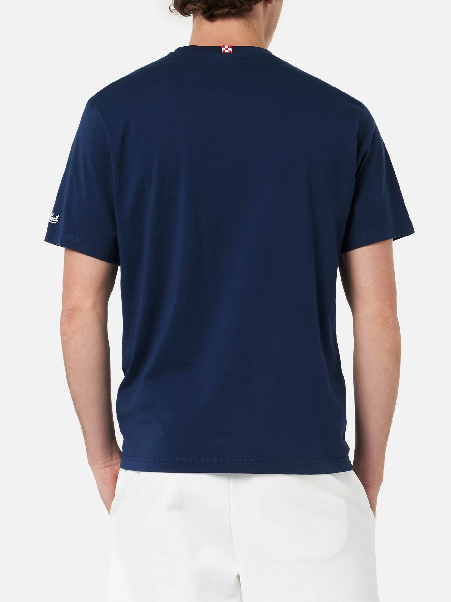 Man classic fit cotton jersey t-shirt Portofino with Mi girano le palline embroidery | INSULTI LUMINOSI SPECIAL EDITION