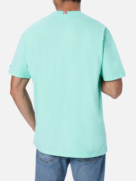Man classic fit cotton jersey t-shirt Portofino with Gruppo sanguigno A peritivo embroidery