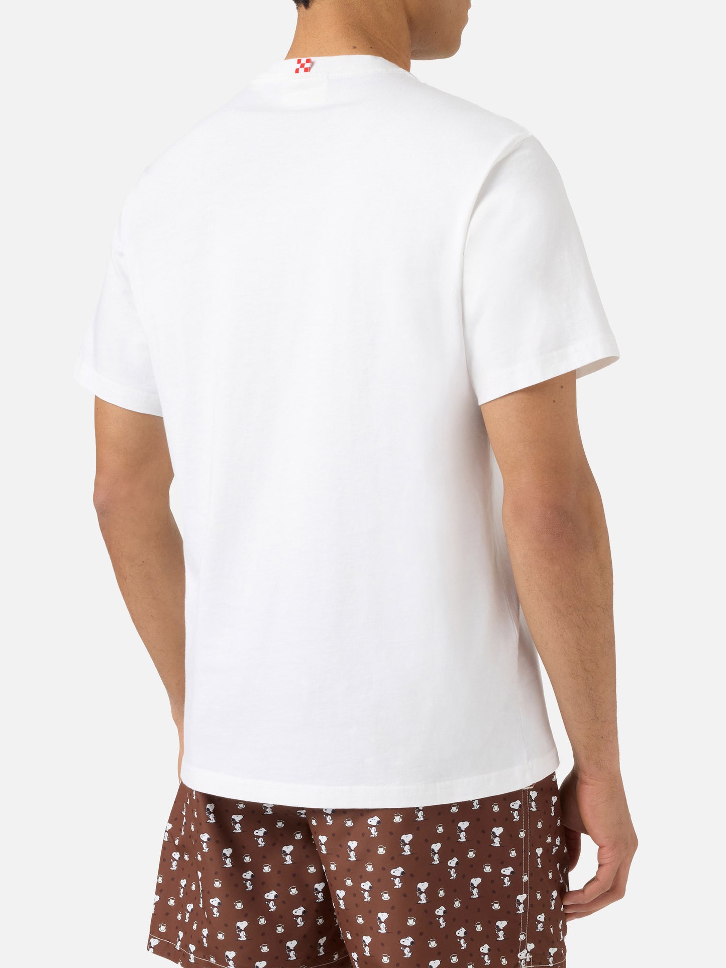 T-shirt Portofino bianca con ricamo Coffee Habitué | Special Edition