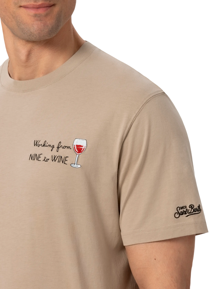Classic fit cotton jersey t-shirt Portofino with Nine to Wine embroidery - MC2 Saint Barth