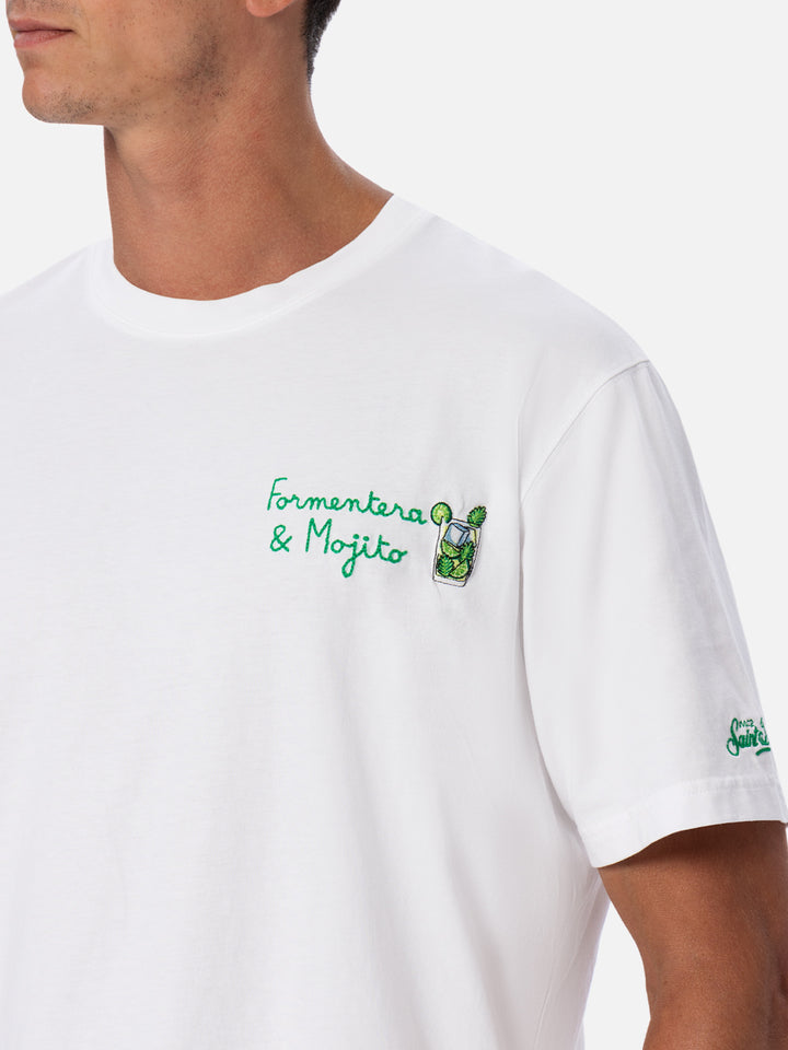 Man classic fit cotton jersey t-shirt Portofino with Formentera aperitif embroidery