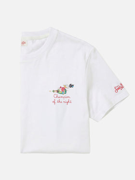 Camiseta Portofino blanca con bordado Champion Of The Night | Edición Especial 