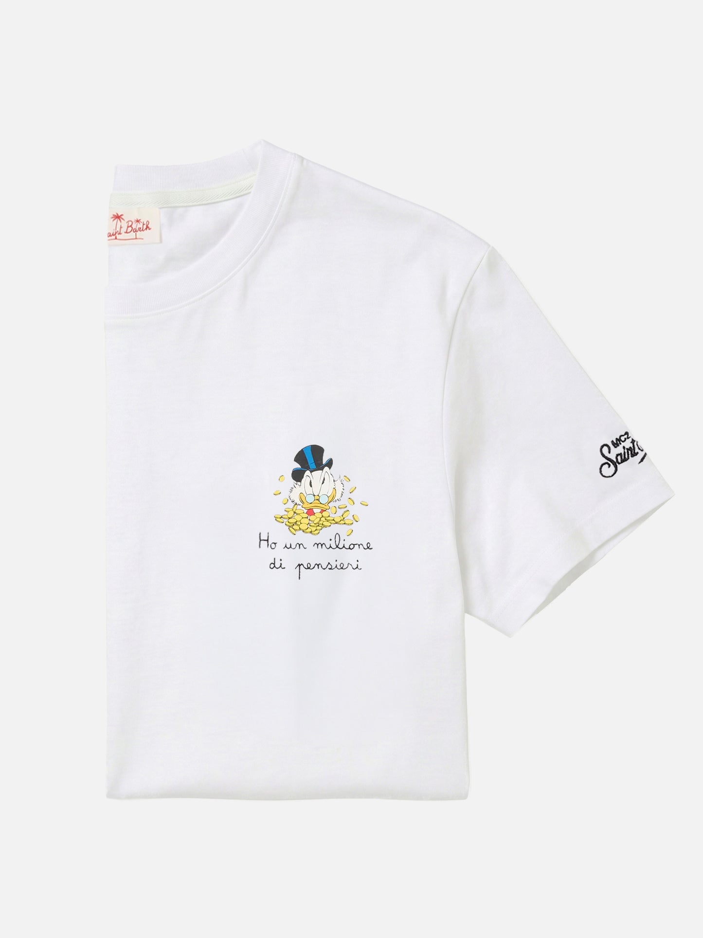 Camiseta blanca Portofino con bordado Ho Un Milione Di Pensieri | Edición Especial 