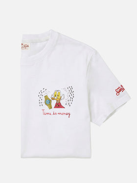 Camiseta Portofino blanca con bordado Time Is Money! | Edición Especial 