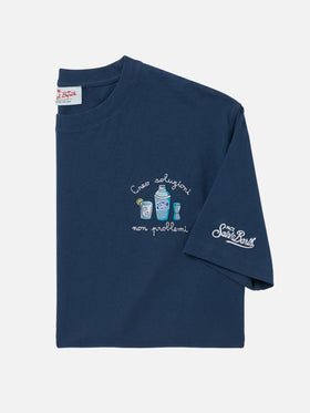 T-shirt Portofino blu con ricamo Creo Soluzioni Non Problemi