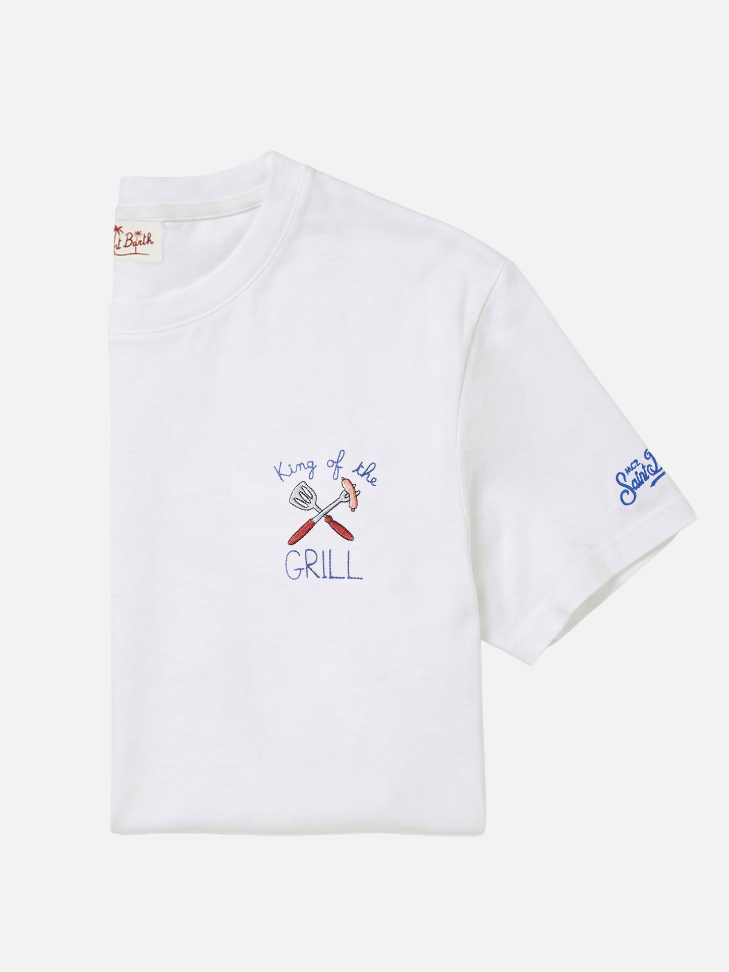 Weißes Portofino T-Shirt mit King Of The Grill-Stickerei 