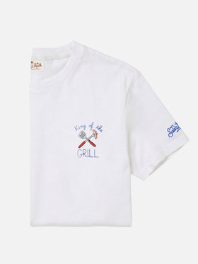Weißes Portofino T-Shirt mit King Of The Grill-Stickerei 