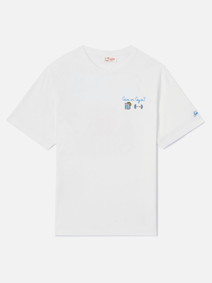 Camiseta Portofino blanca con bordado Gin Or Gym? 