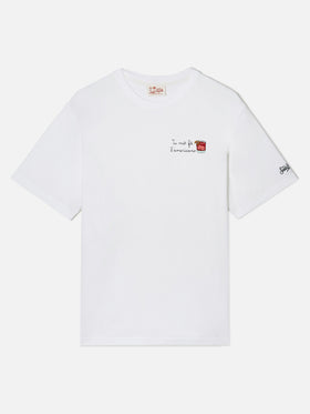 White Portofino T-shirt with Tu Vuò Fà L'americano embroidery