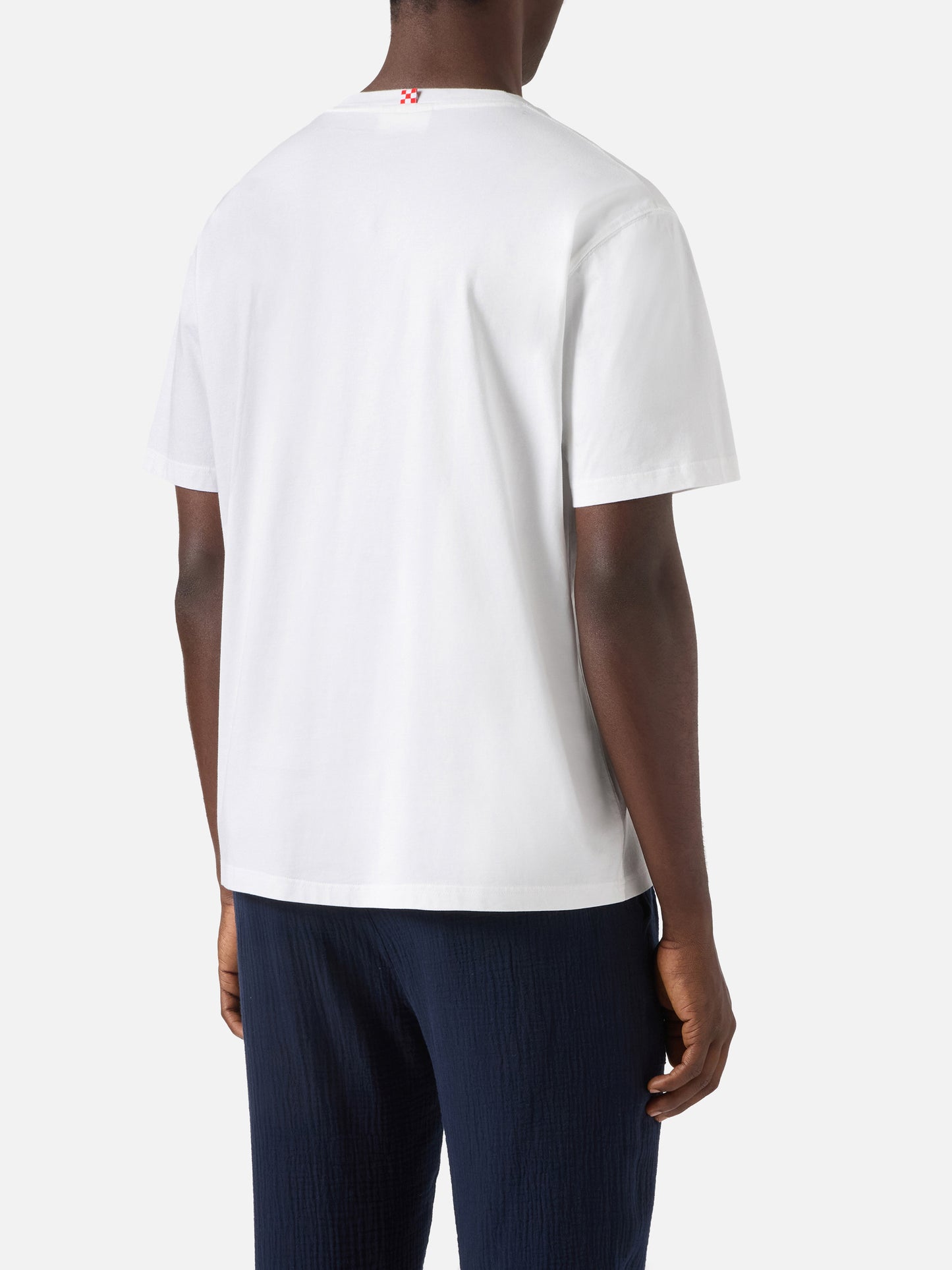 White Portofino T-shirt with Tu Vuò Fà L'americano embroidery