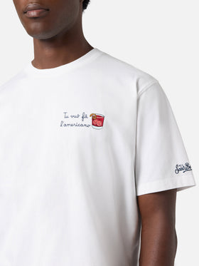 White Portofino T-shirt with Tu Vuò Fà L'americano embroidery