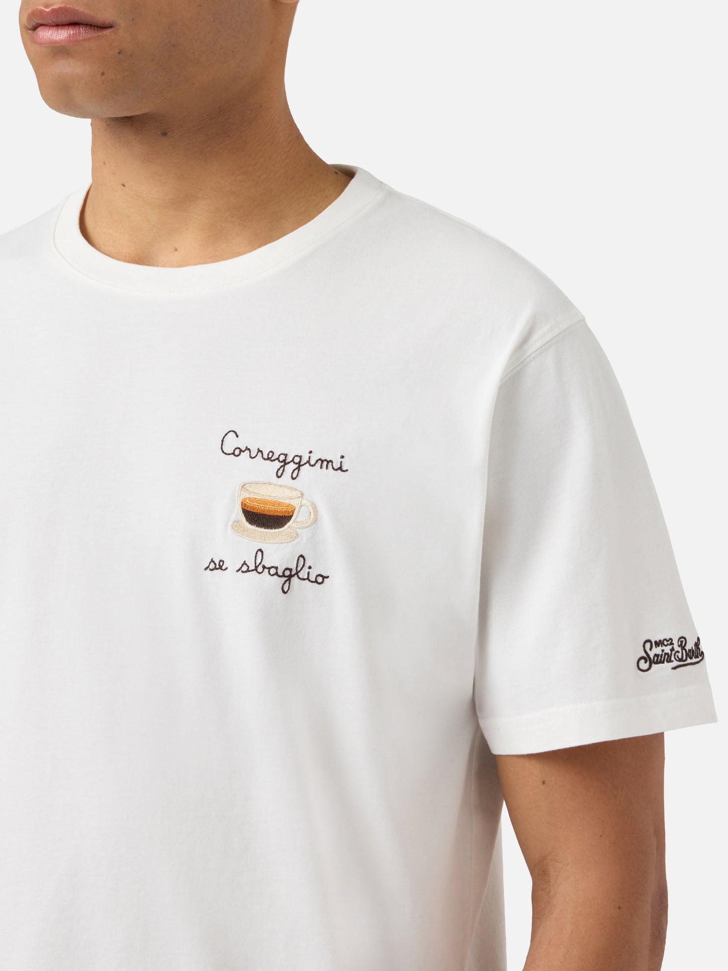 Cream Portofino T-shirt with Correggimi Se Sbaglio embroidery