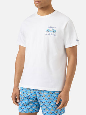 White Portofino T-shirt with Italians Do It Better embroidery