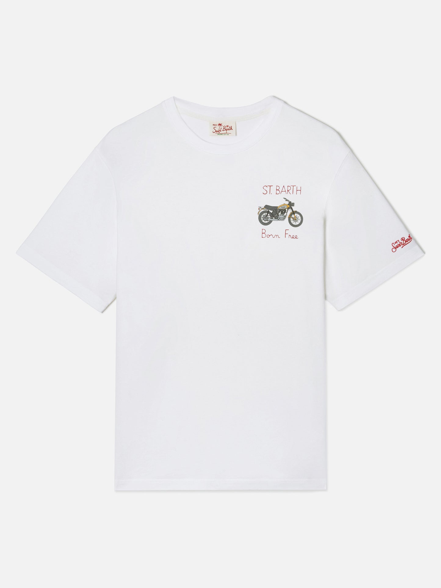 T-shirt Portofino bianca con ricamo Born Free | Special Edition