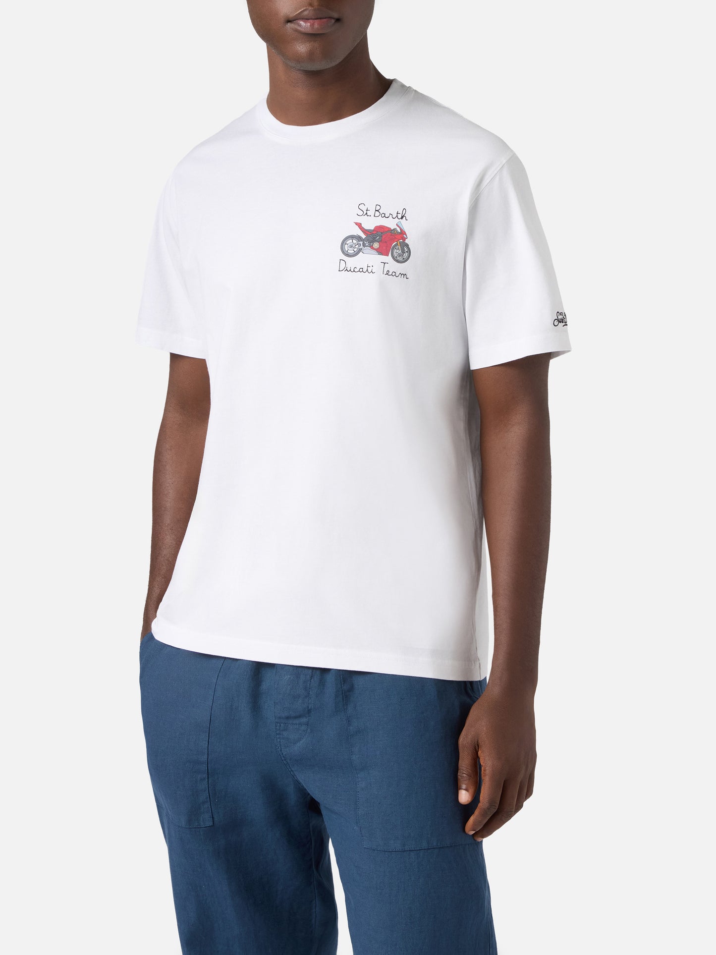 T-shirt Portofino bianca con ricamo Ducati Team | Special Edition