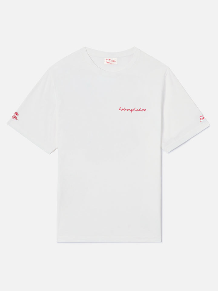 White Portofino T-shirt with Abbronzatissimo embroidery