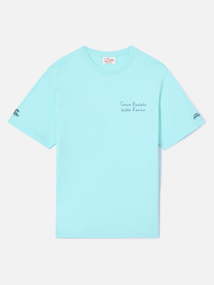 Aqua green Portofino T-shirt with Cerco L'estate Tutto L'anno embroidery