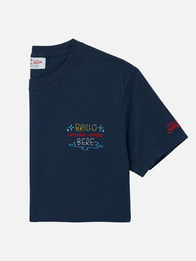 Navy blue Portofino t-shirt with Brillo senza bere embroidery | Special edition