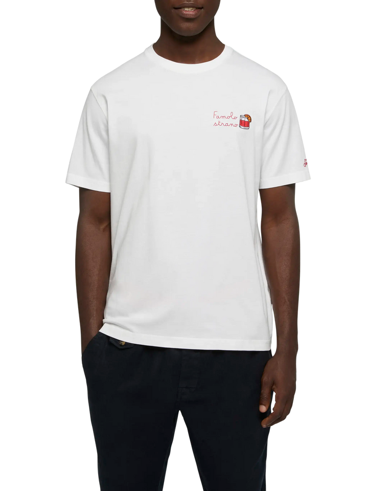 T-Shirt Portofino aus Baumwolljersey mit klassischer Passform und Famolo Strano-Stickerei |INSULTI LUMINOSI SPECIAL EDITION