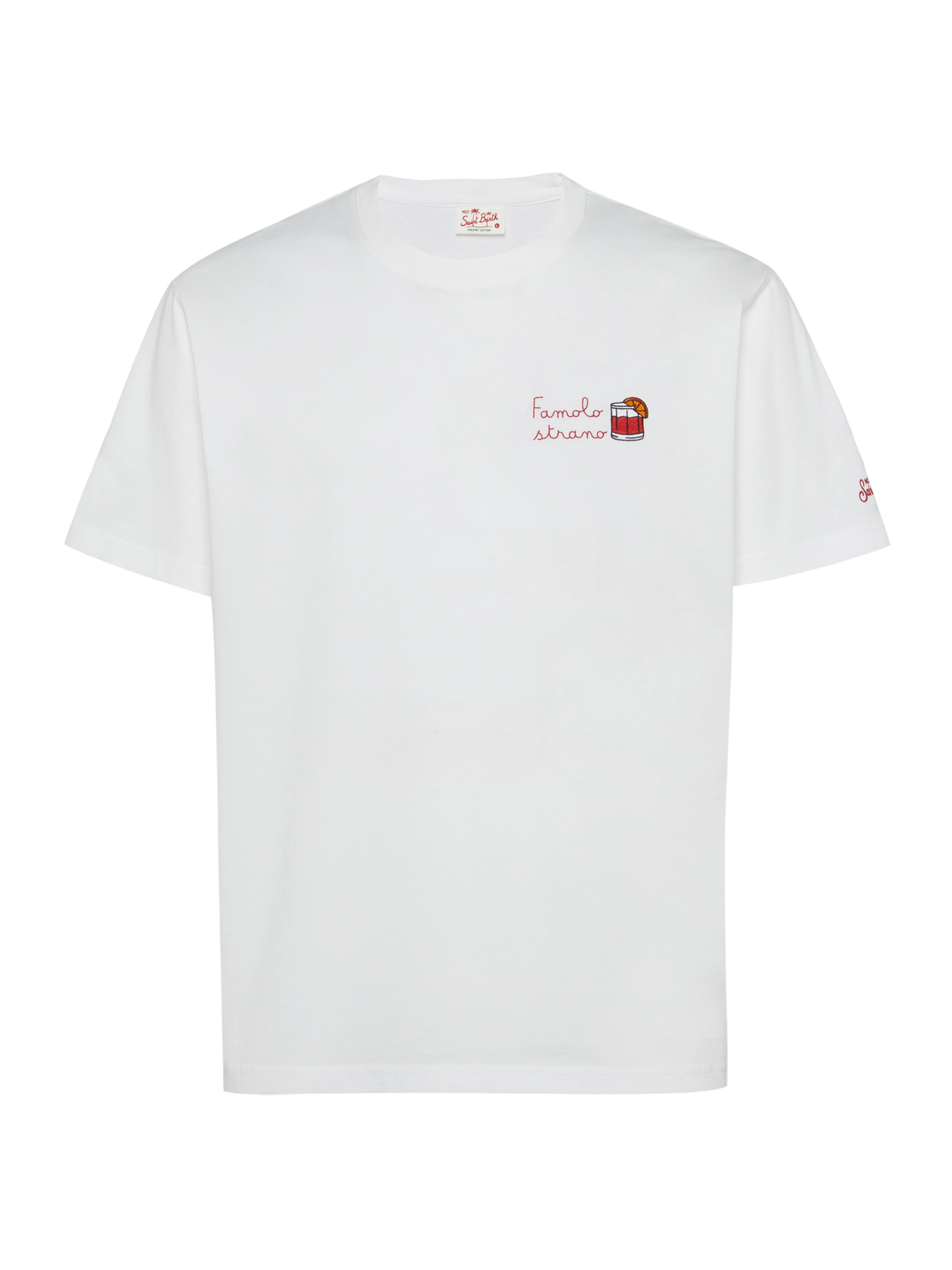 T-Shirt Portofino aus Baumwolljersey mit klassischer Passform und Famolo Strano-Stickerei |INSULTI LUMINOSI SPECIAL EDITION