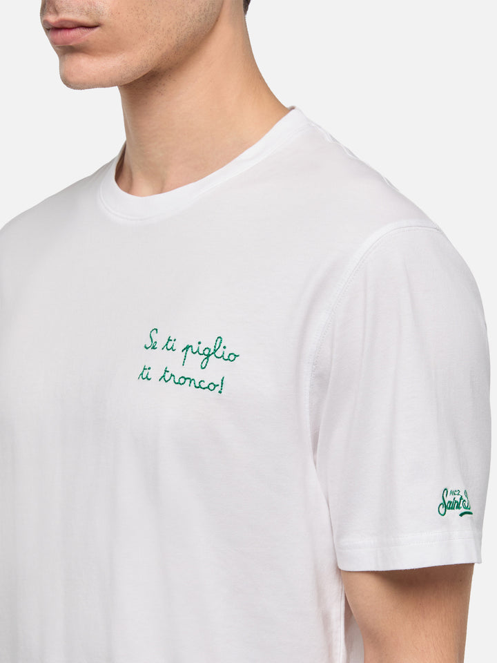 Klassisches T-Shirt aus Baumwolljersey „Portofino“ mit „Se ti piglio ti tronco!“ Stickerei |SAPORE DI MARE SONDEREDITION
