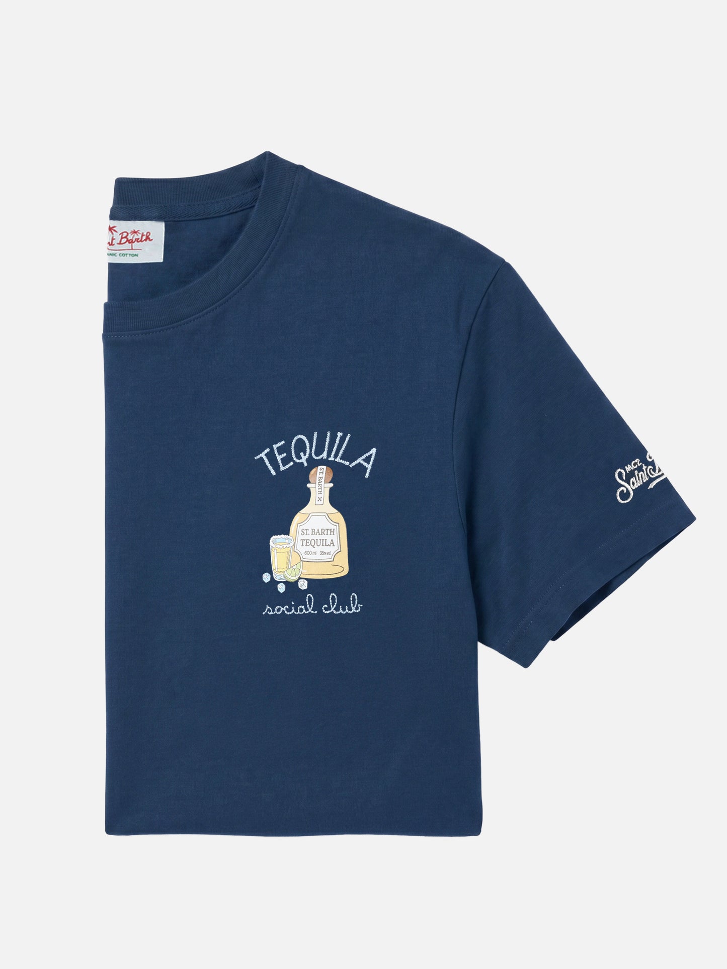 Blaues Portofino T-Shirt mit Tequila Social Club-Stickerei 