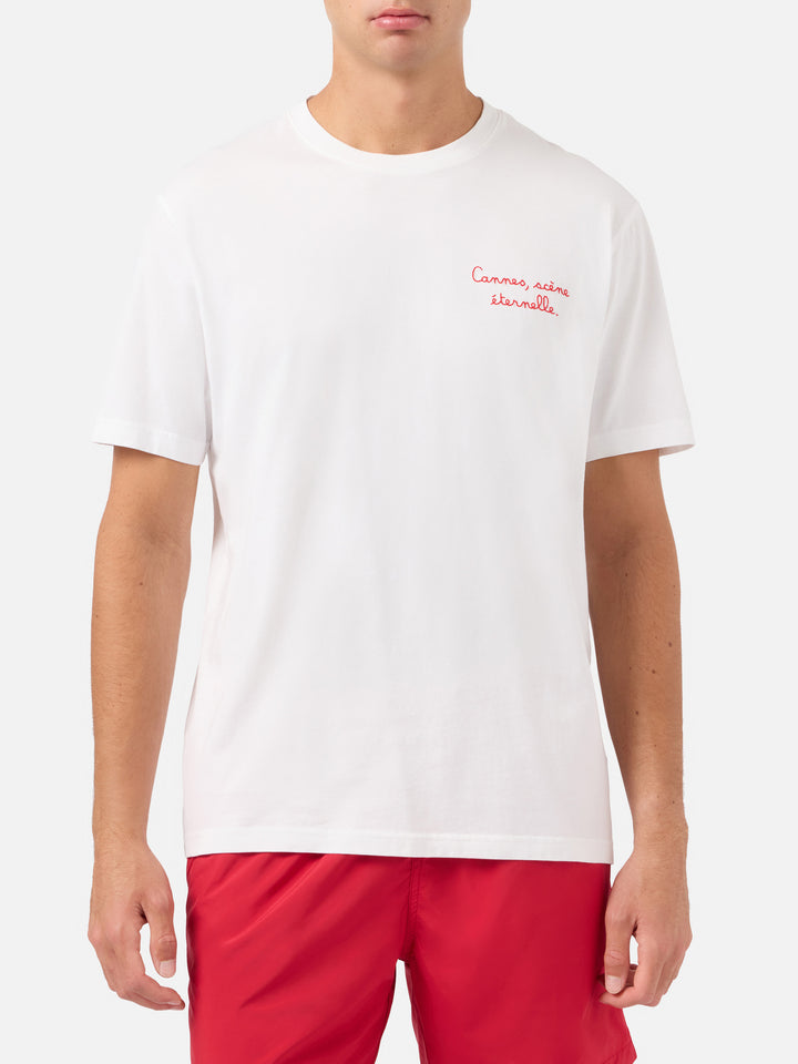 White Portofino T-shirt with AS Cannes Cannes scène éternelle embroidery | AS CANNES SPECIAL EDITION