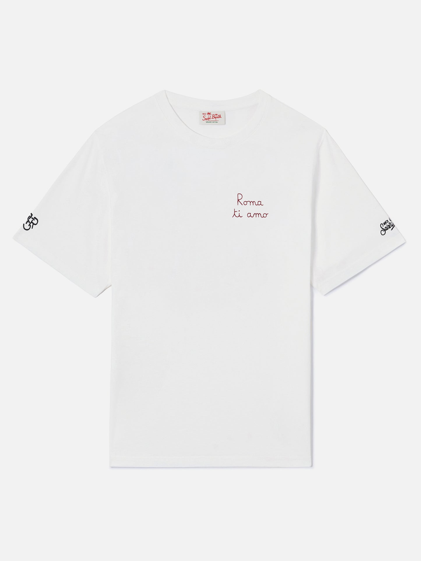 Weißes Portofino T-Shirt mit Roma ti amo-Stickerei | AS ROMA SPECIAL EDITION 