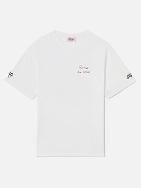 Weißes Portofino T-Shirt mit Roma ti amo-Stickerei | AS ROMA SPECIAL EDITION 