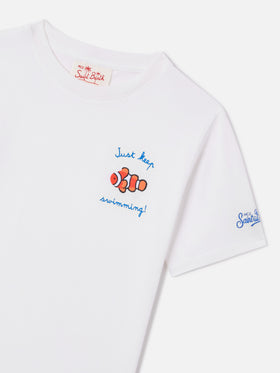 Portofino Jr t-shirt with Just Keep Swimming! embroidery