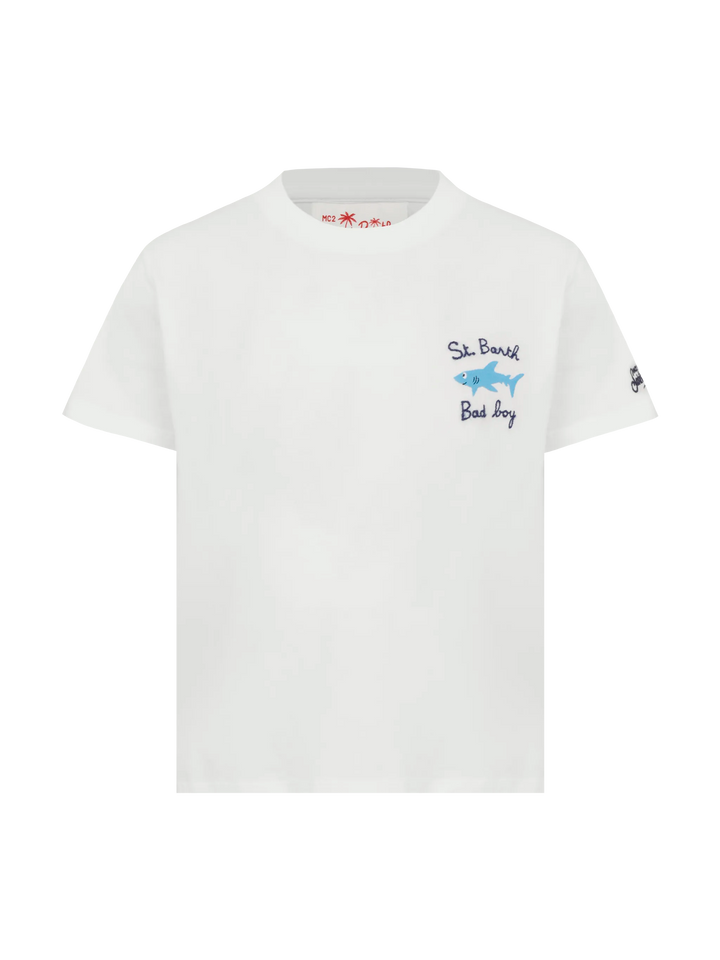 Portofino Jr cotton jersey t-shirt with St. Barth Bad Boy embroidery - MC2 Saint Barth