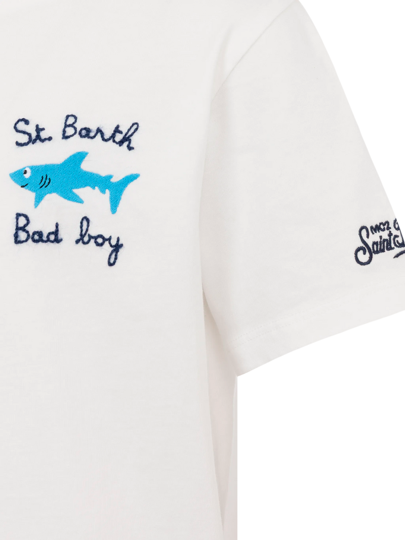 Portofino Jr cotton jersey t-shirt with St. Barth Bad Boy embroidery