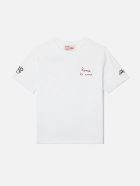 Portofino Jr white t-shirt with AS Roma Roma ti amo embroidery | AS ROMA SPECIAL EDITION