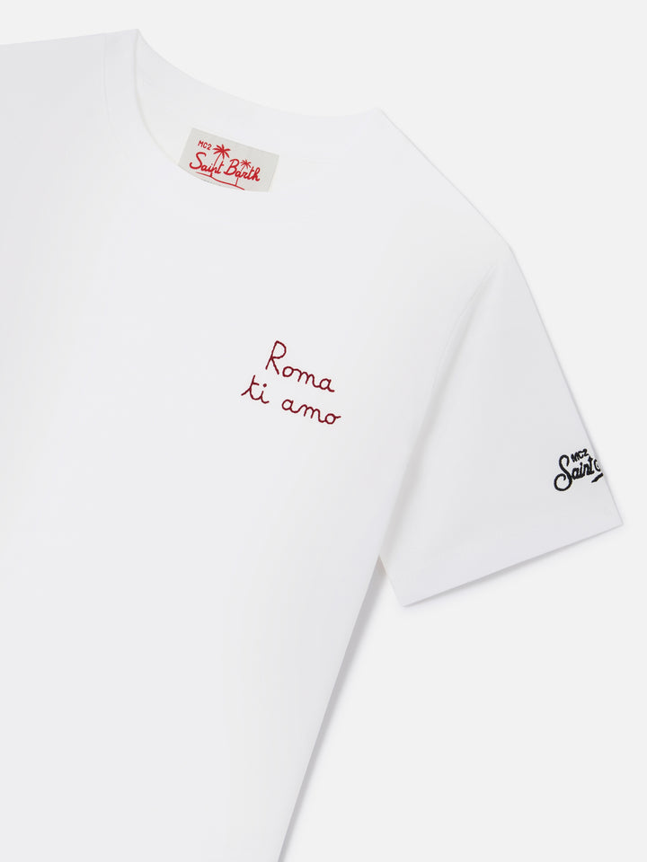 Weißes T-Shirt Portofino Jr mit AS Roma Roma ti amo-Stickerei | AS ROMA SPECIAL EDITION 