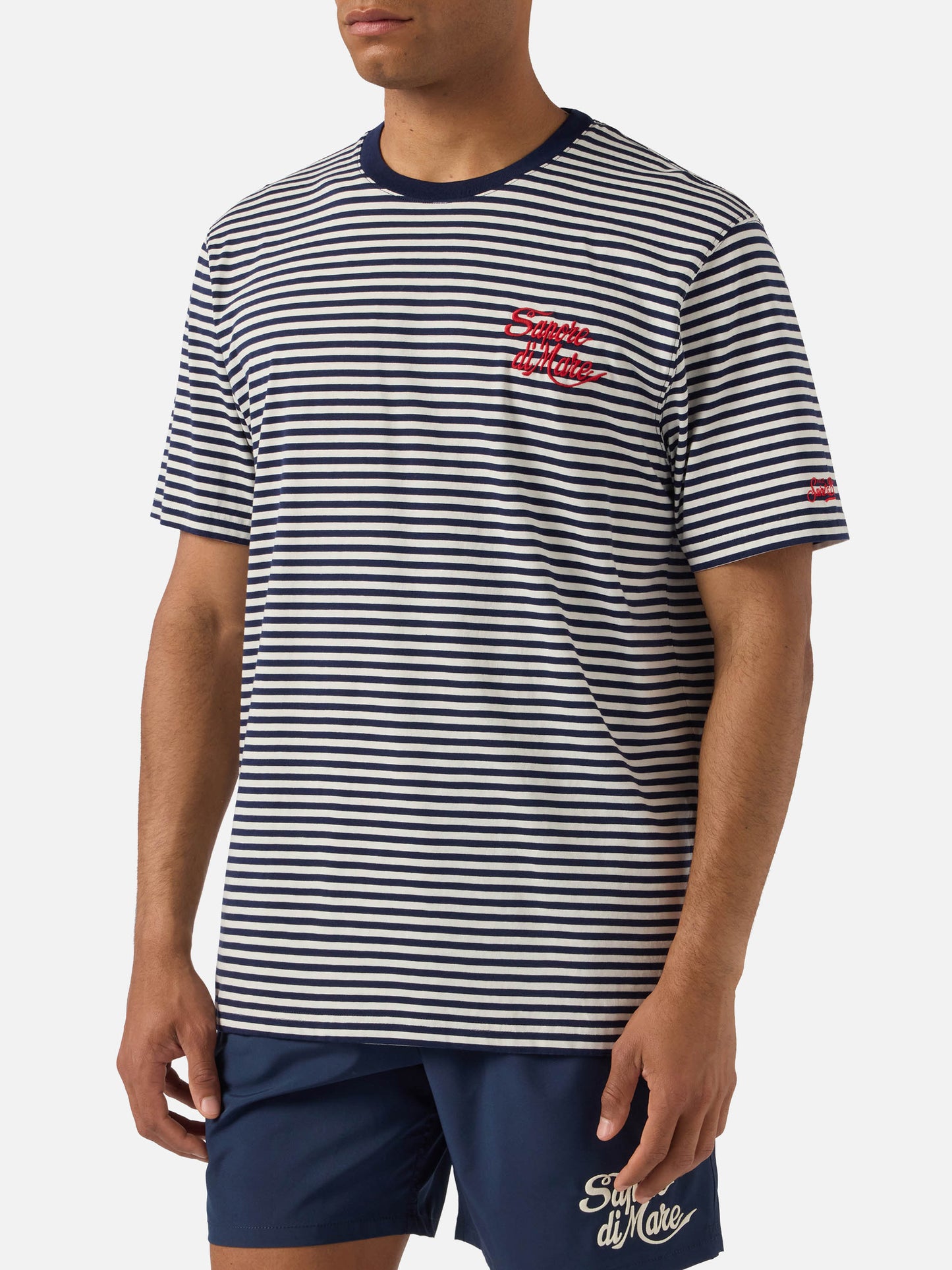 Blue striped Portofino t-shirt with Sapore di Mare embroidery | Special Edition